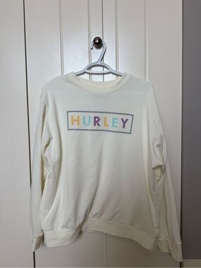 Hurley Cream Crewneck with Pastel Multicolor Logo